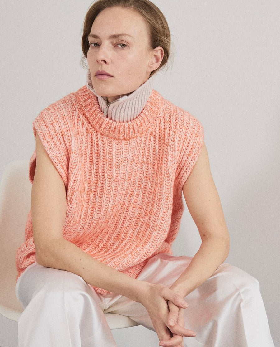 Er Bi-Color Sleeveless Top - Orange