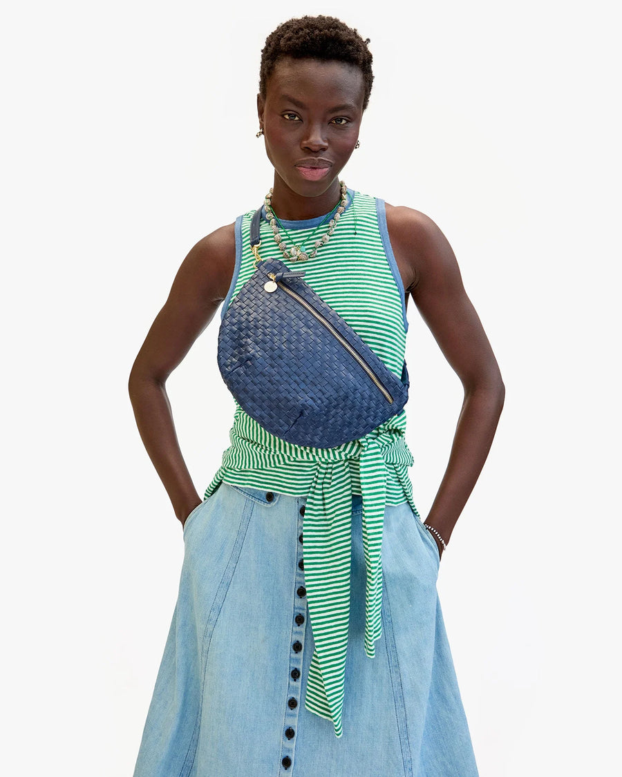 Grande Fanny - Bleu Marine Woven Checker