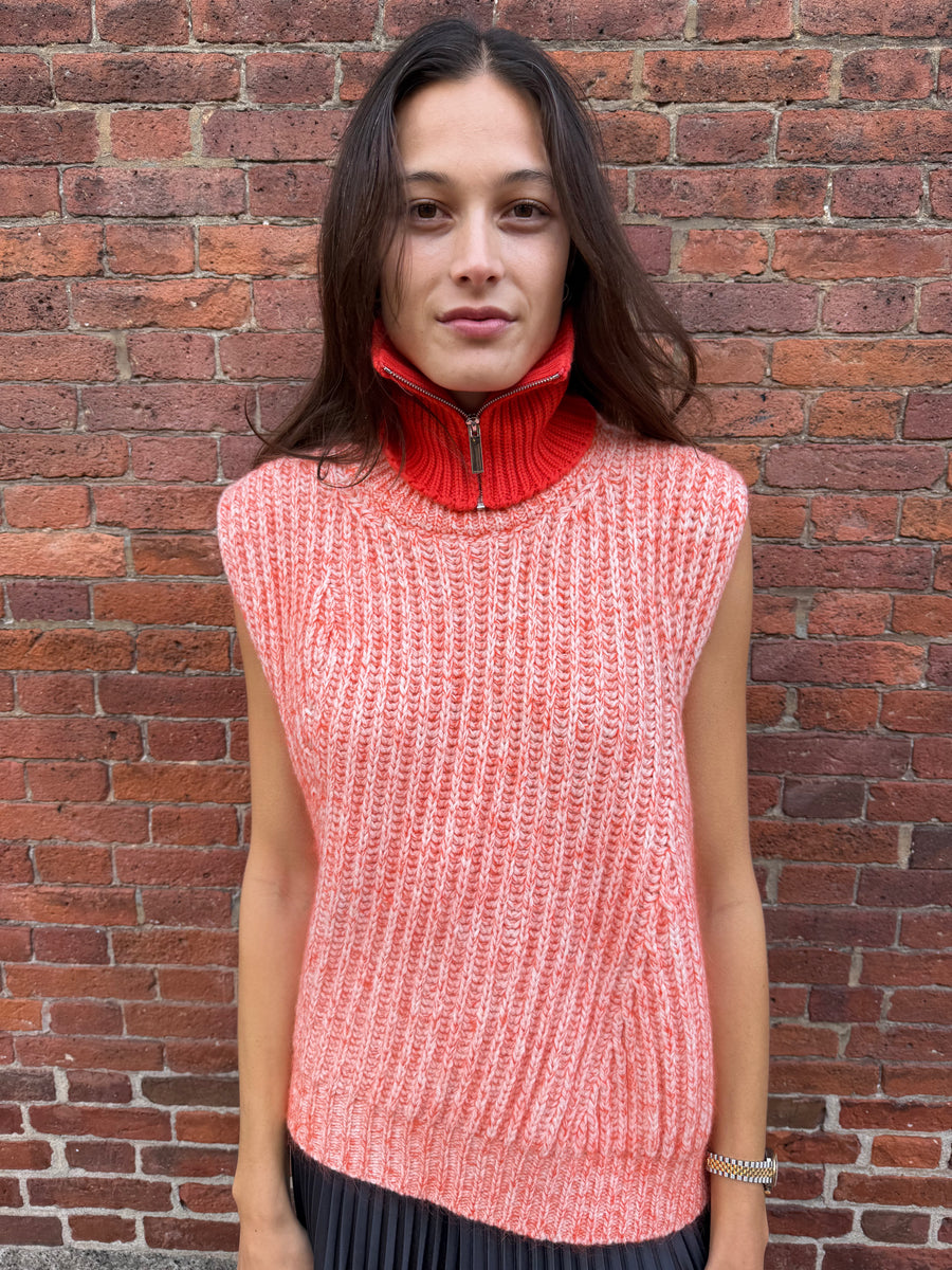 Er Bi-Color Sleeveless Top - Orange