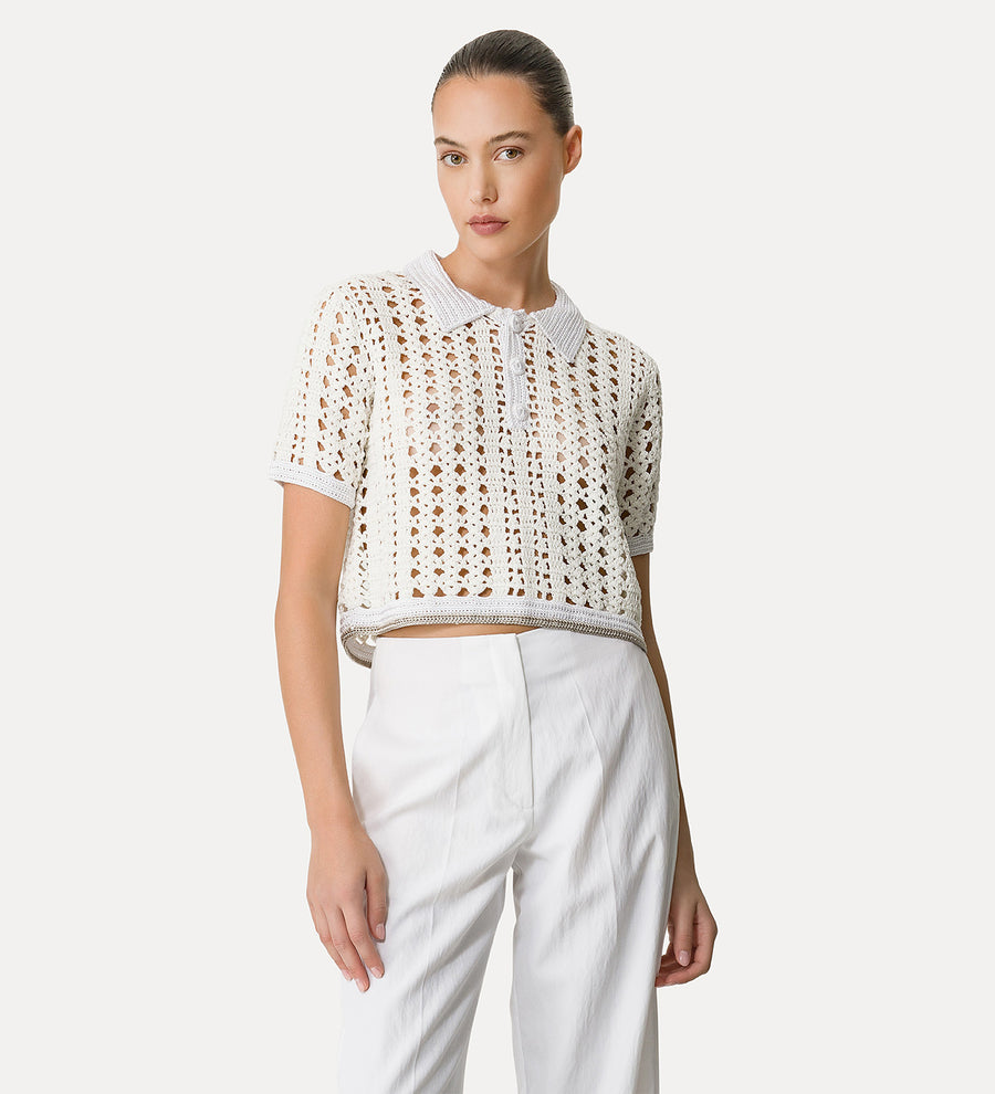 13937_My Knit - Cablé Lux Handmade Polo - Giglio