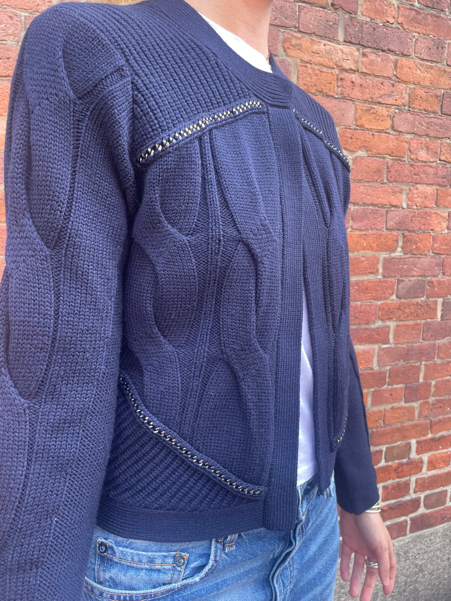 Chain Sweater Jacket - Midnight