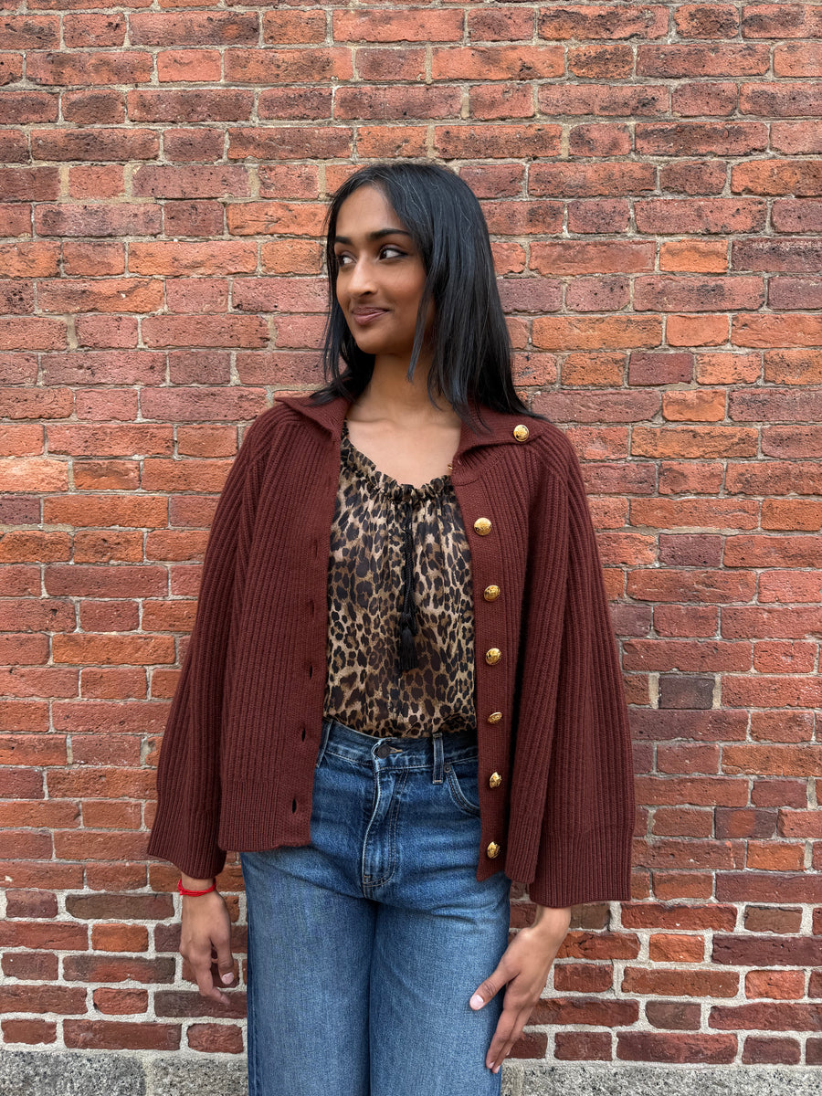 Deryl Cashmere Cardigan - Dark Rust