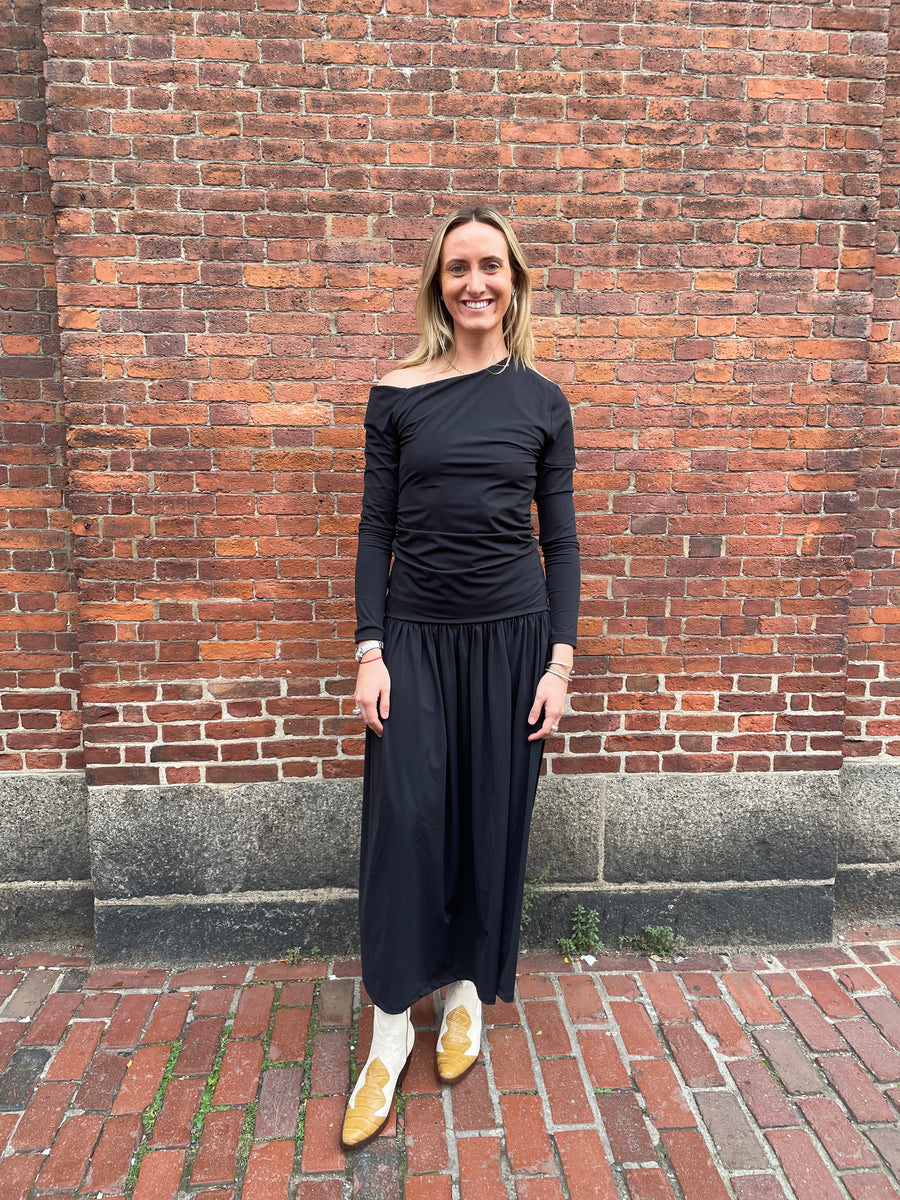 Asymmetrical Knitted Dress - Black