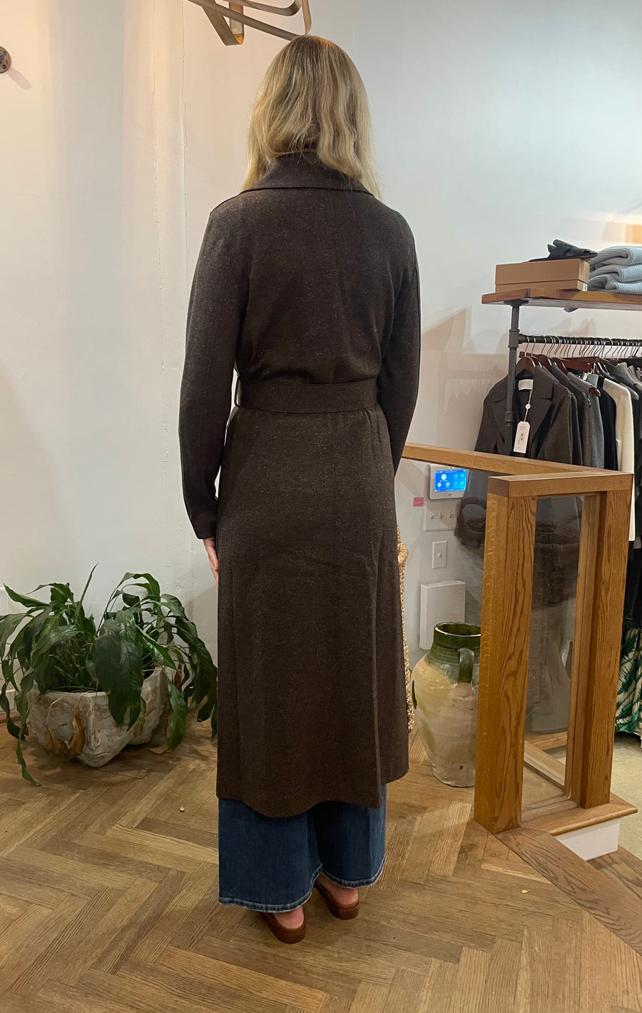 Long Maxi Coat Donegal - Dark Brown