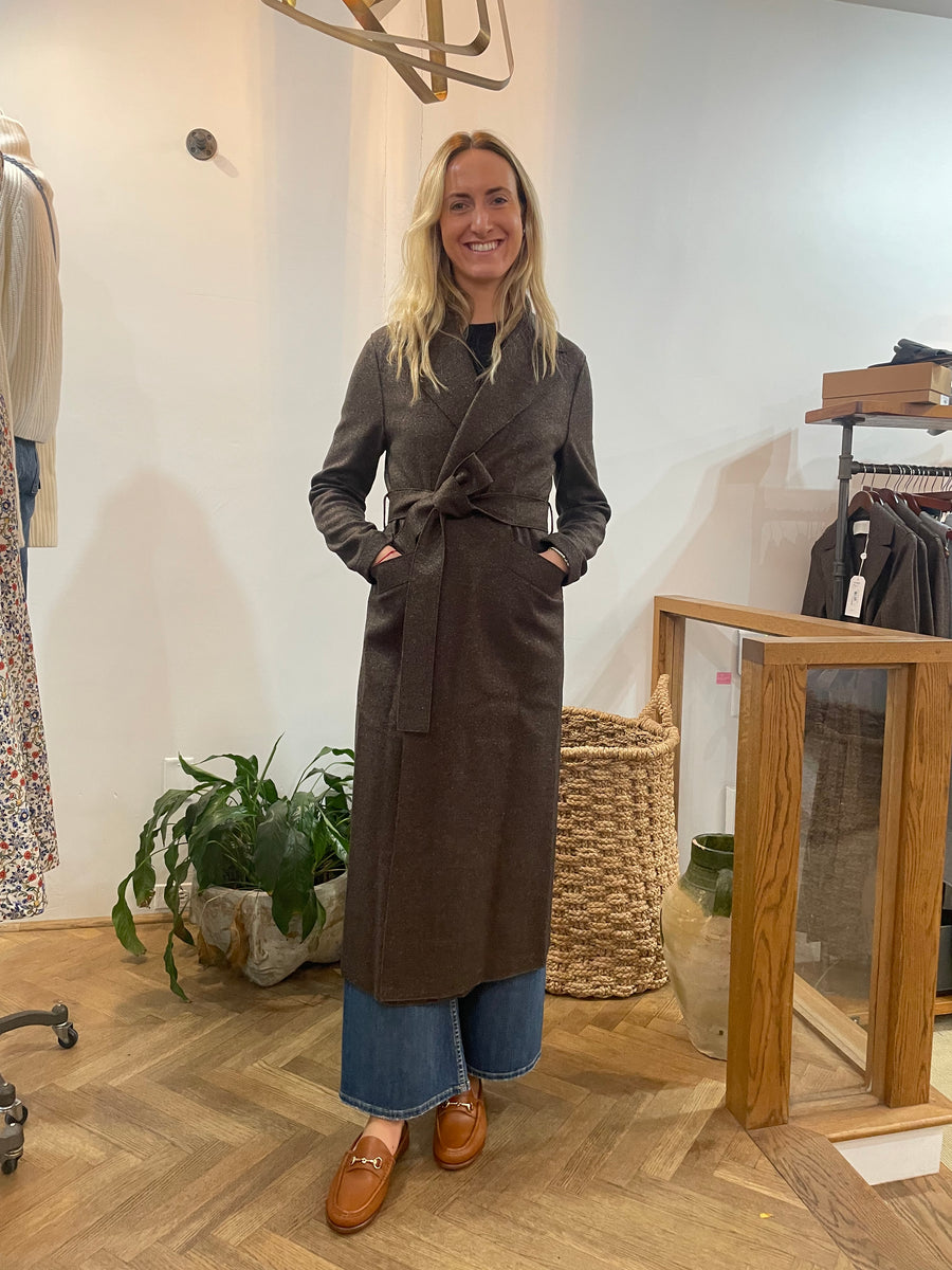 Long Maxi Coat Donegal - Dark Brown