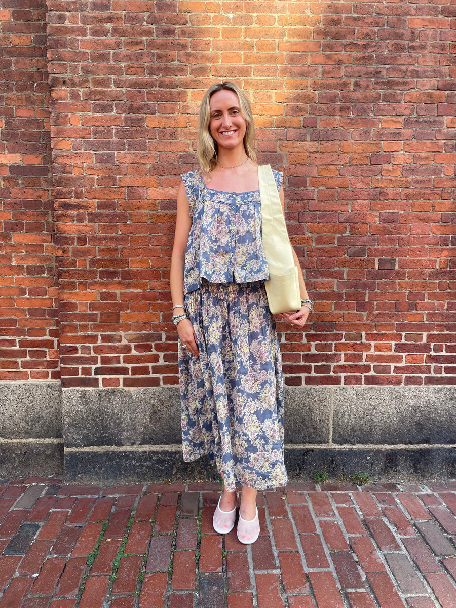 The Canary Skirt - Indigo Floral
