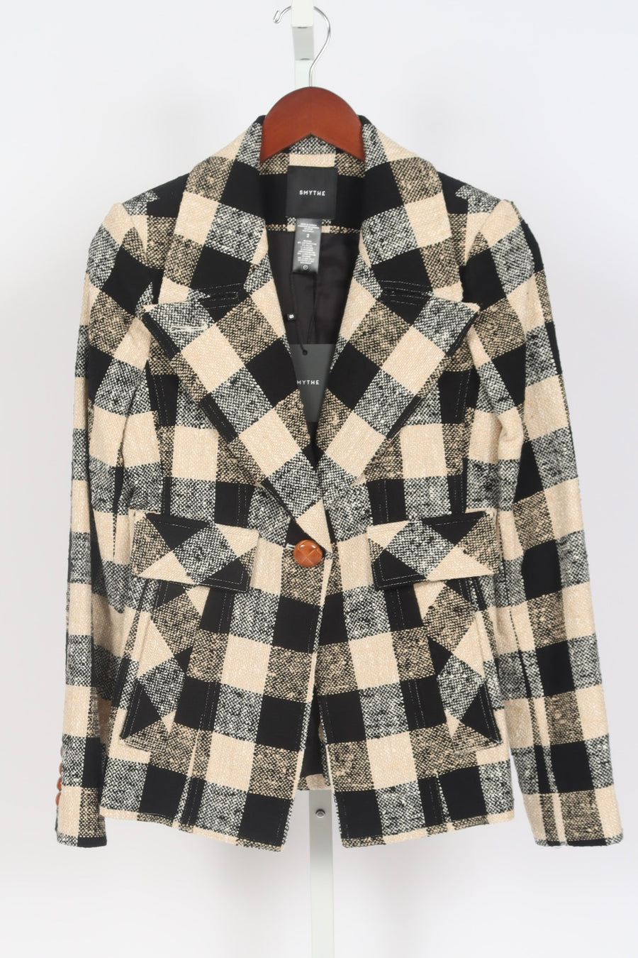 Cut-Away Blazer - Black Check