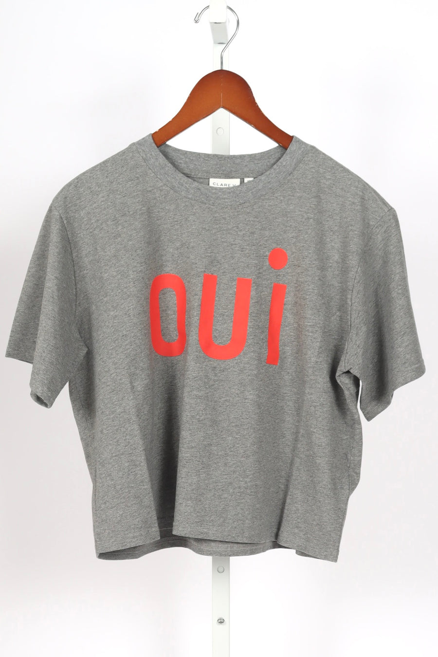 La Carré Tee - Oui - Grey Melange w/ Bright Poppy