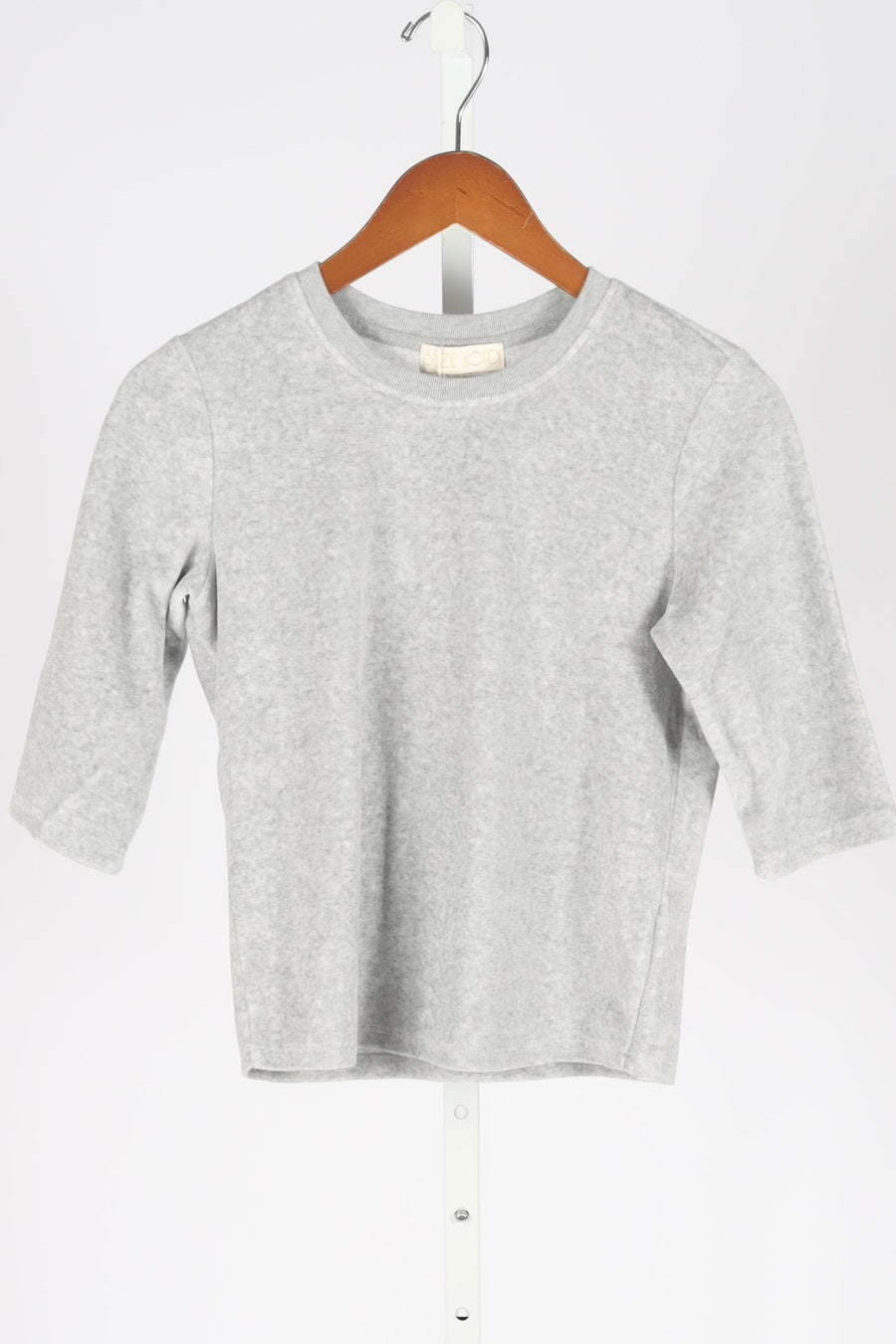 The Corfu Elbow Sleeve Crew - Velour - Heather Grey