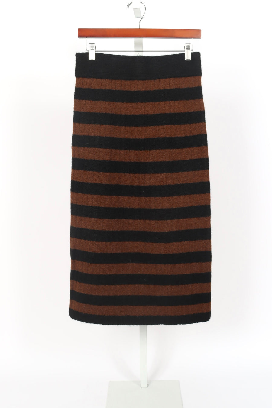 Pia Stripe Tube Skirt - Black & Cocoa Stripe