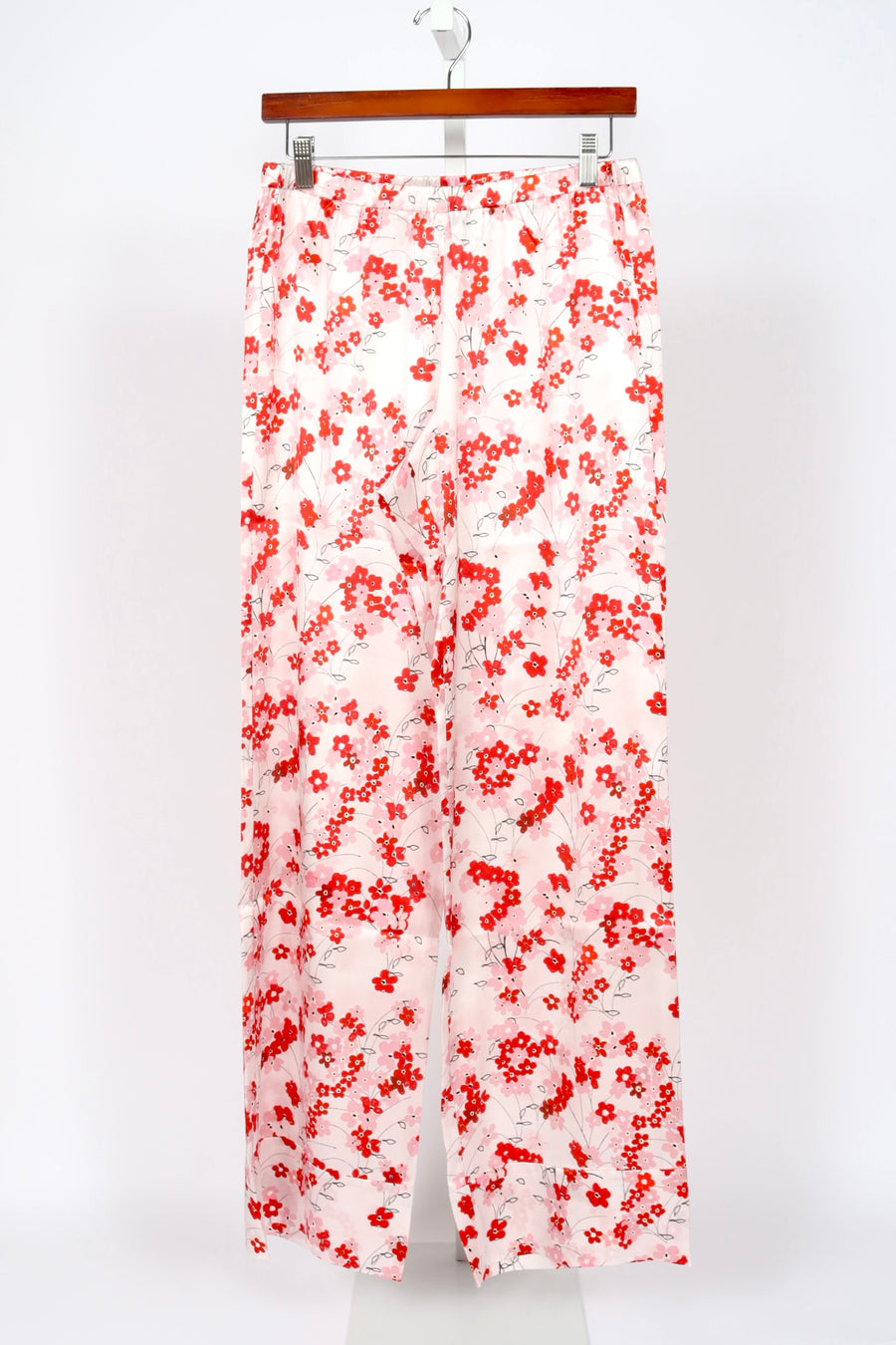 Pyjama Louis Pants - Medium Flower - Red & Pink on White