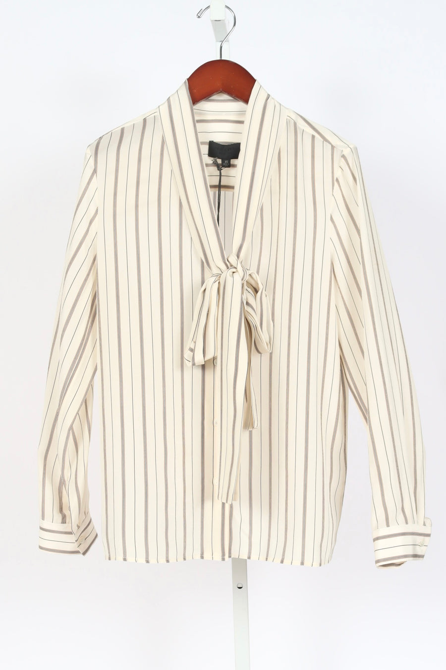 Angelique Tie Neck Blouse - Brandy Stripes