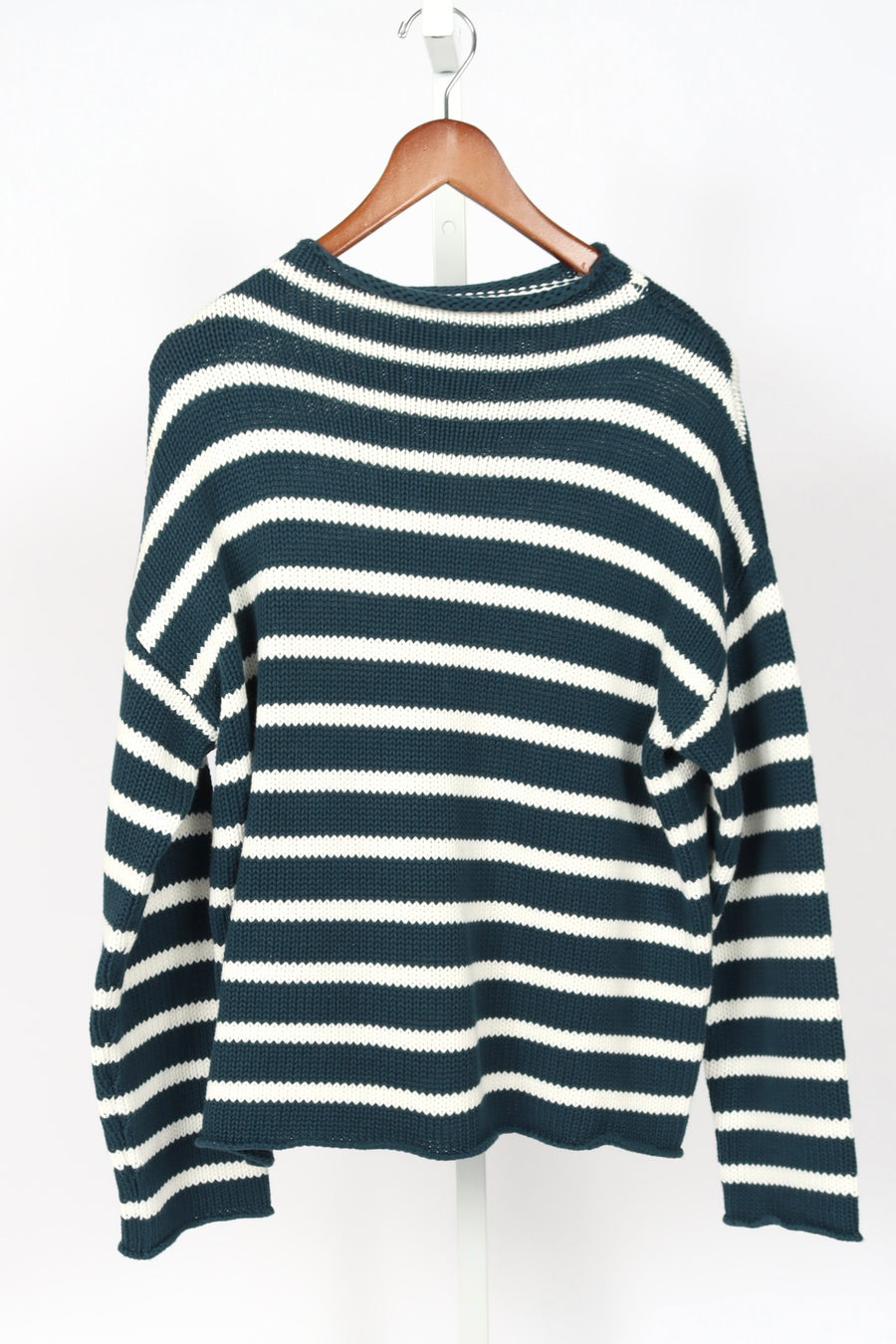 Lamis Stripe Cotton Sweater - Ocean Blue/White