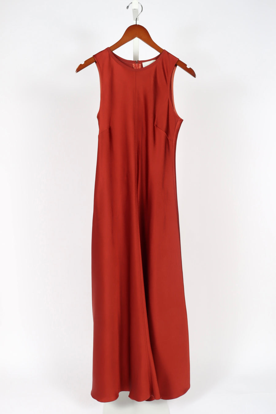 13566_My Dress - Round Neck Satin Dress - Terre