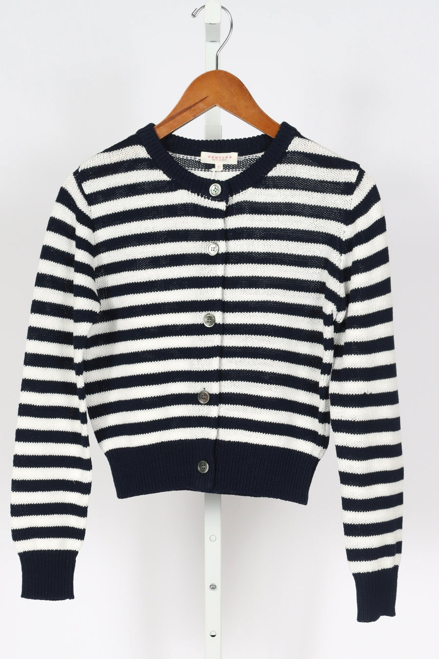 Savannah Striped Cardigan - Navy/Off-White