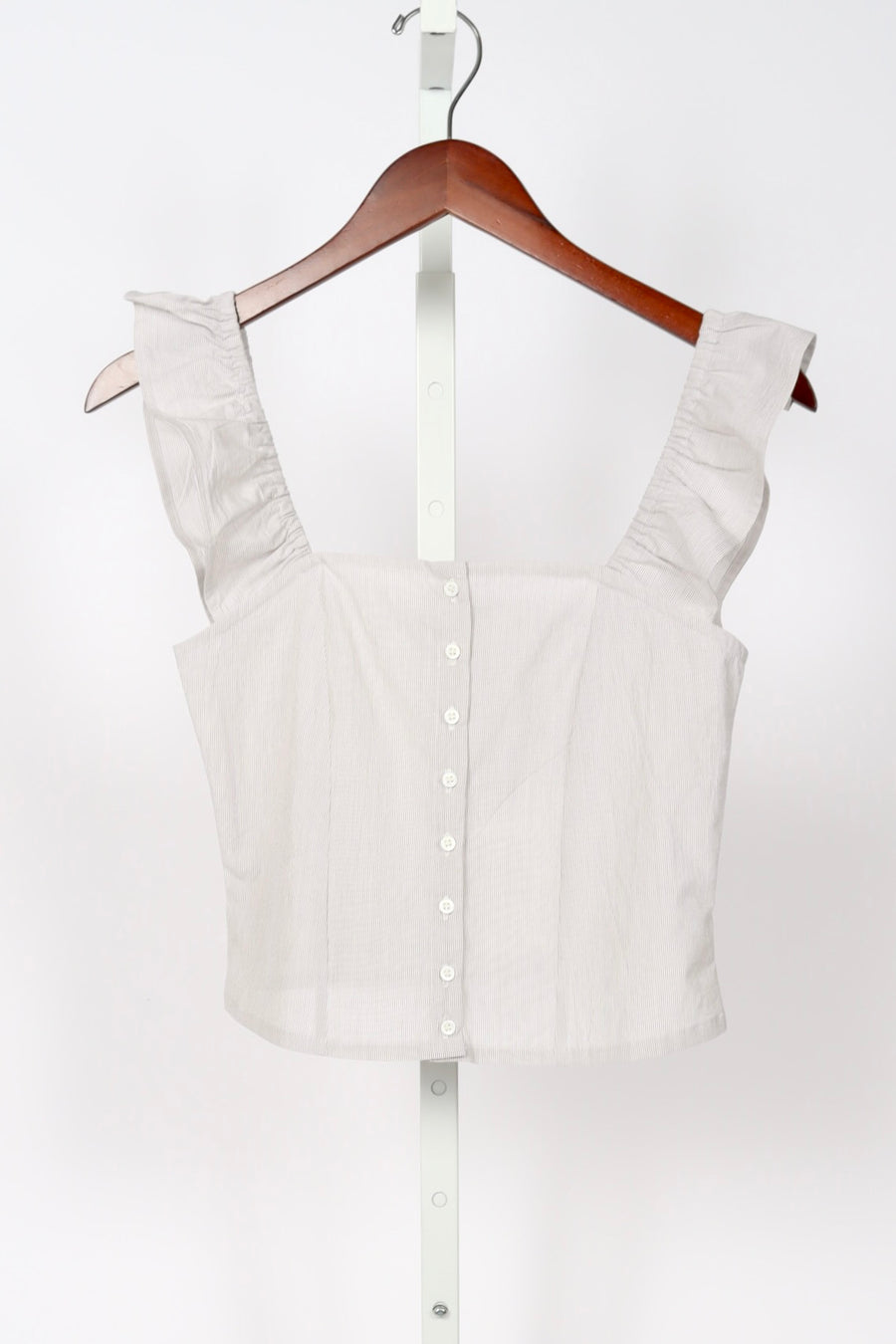 Bea Top - Brown Pinstripe