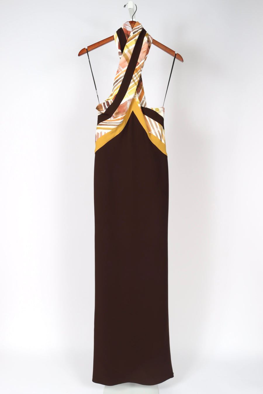 Twisted Halter Dress - Brown