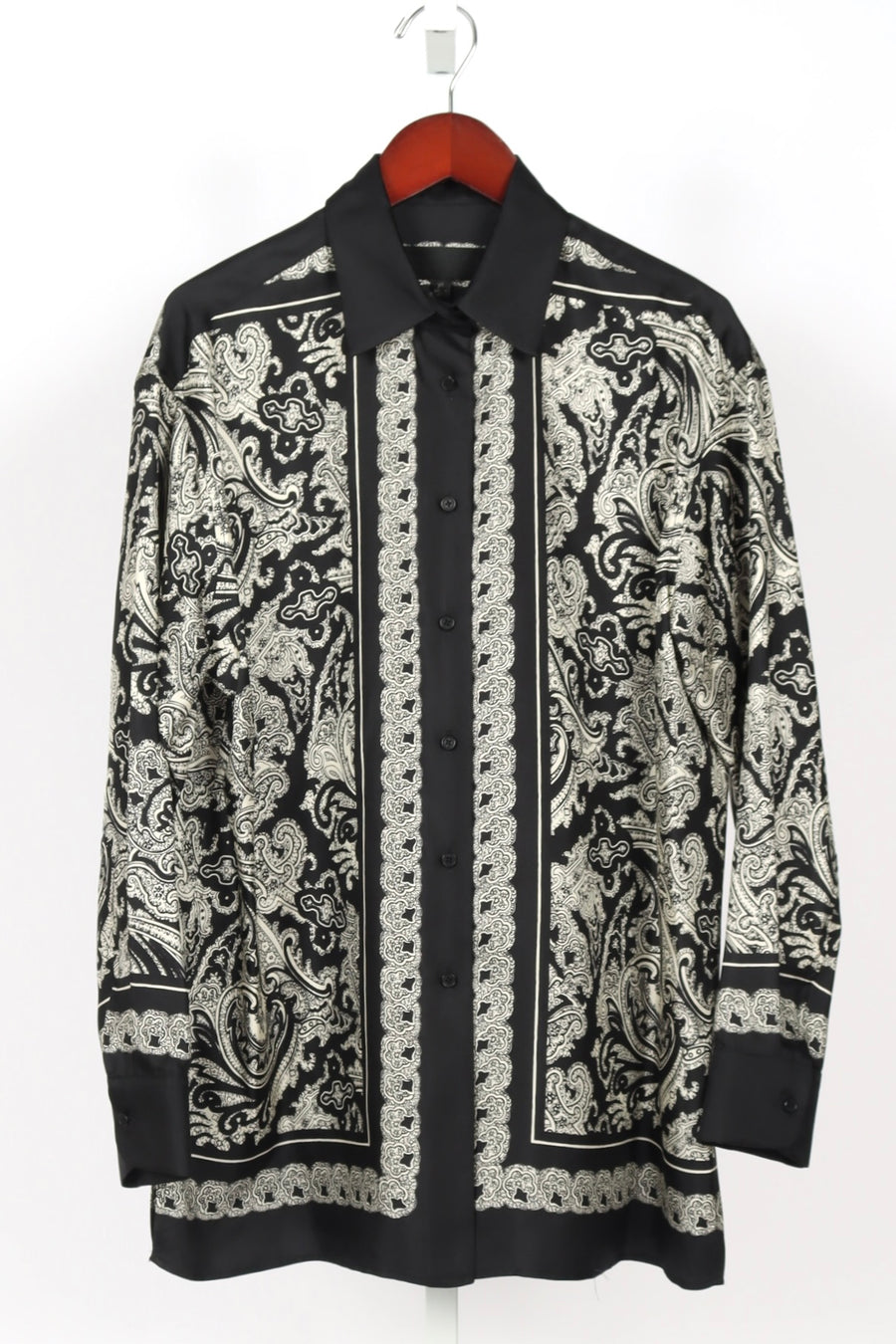 Alfie Printed Shirt - Black/Ivory Paisley
