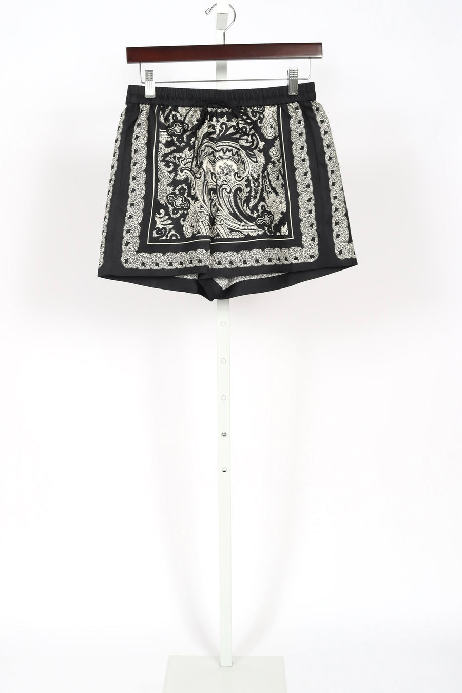 Frances Silk Short - Black/Ivory Paisley