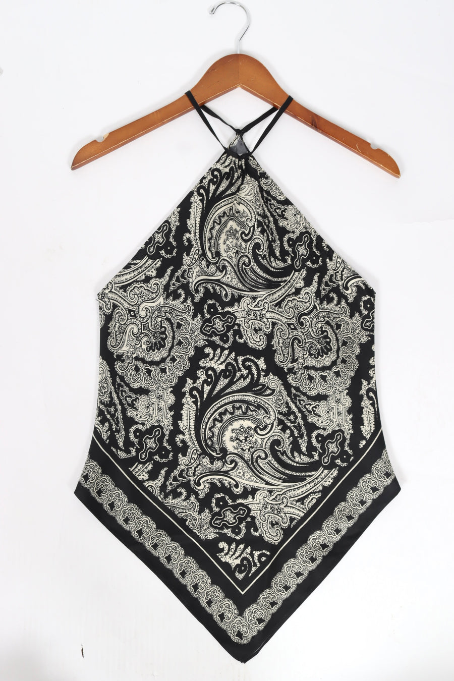 Audrey Silk Cami - Black/Ivory Paisley