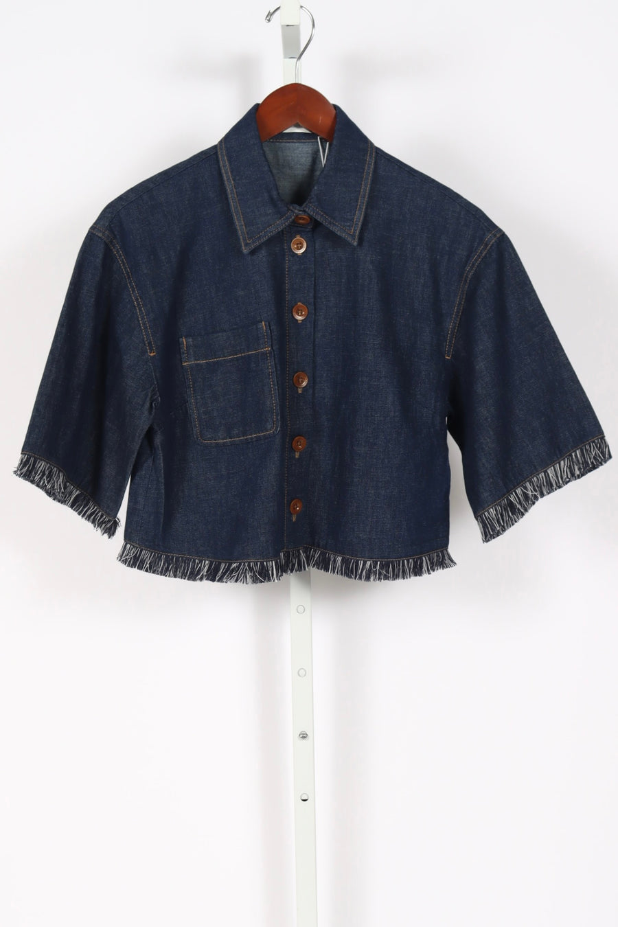 Rhiannon Fringe Denim Shirt - Atlantic