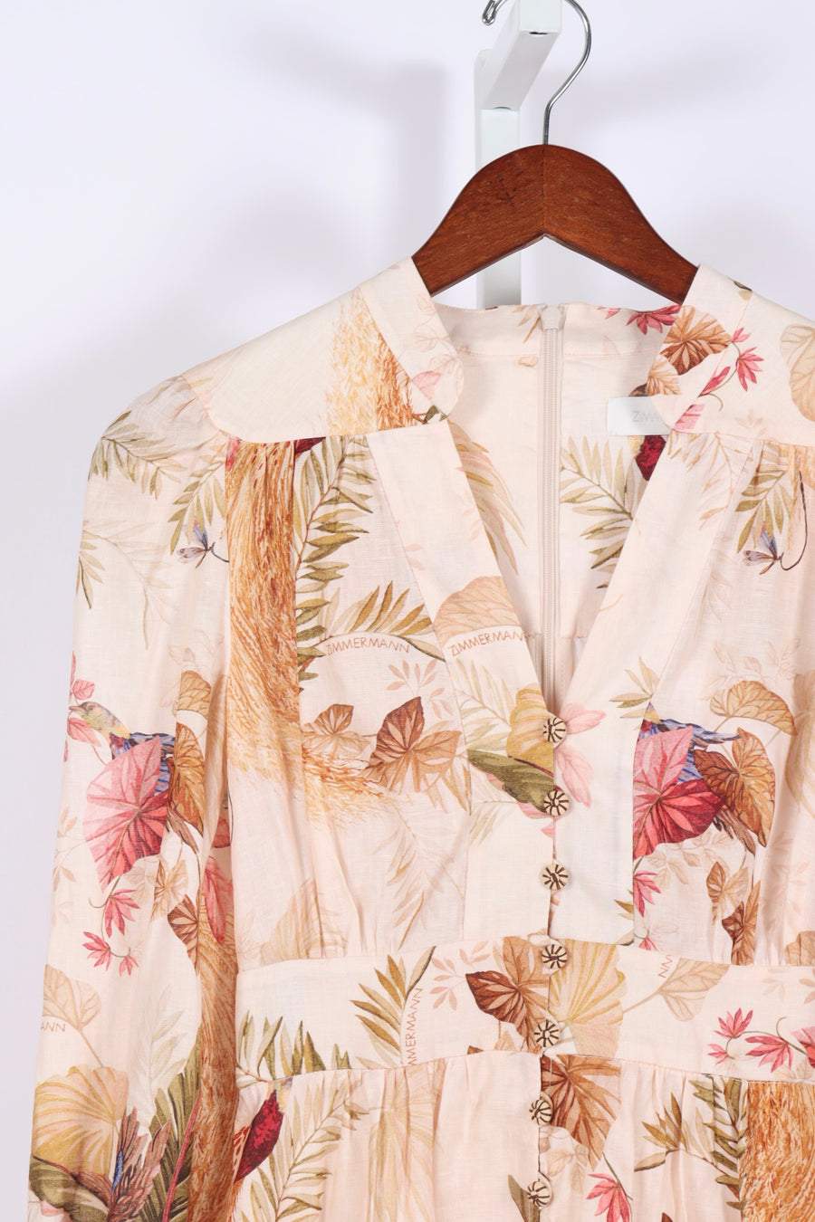 Ascension Plunge Midi Dress - Cream Palm Floral