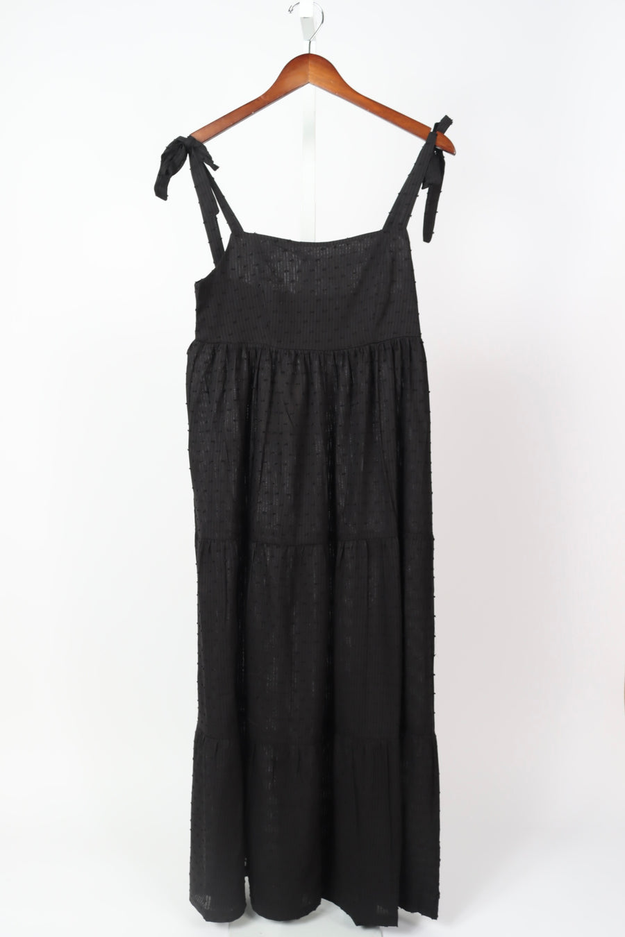 Sara Tier Dress - Dot Stripe Black Organic