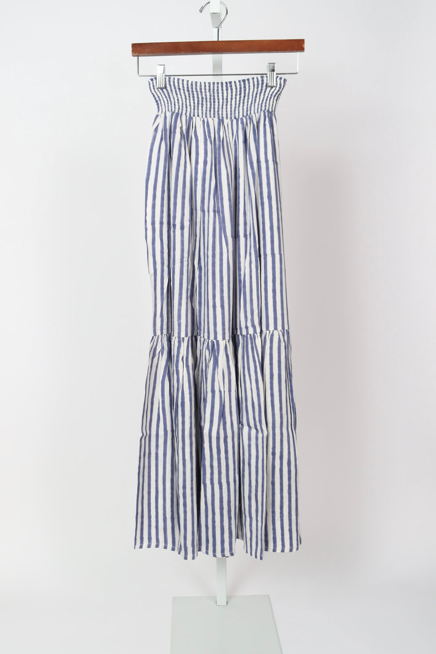 Shirred Skirt - Ocean Stripe