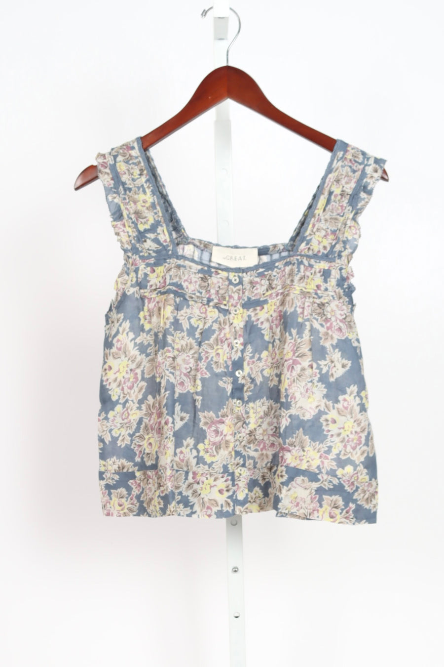 The Victorian Pleat Tank - Indigo Floral