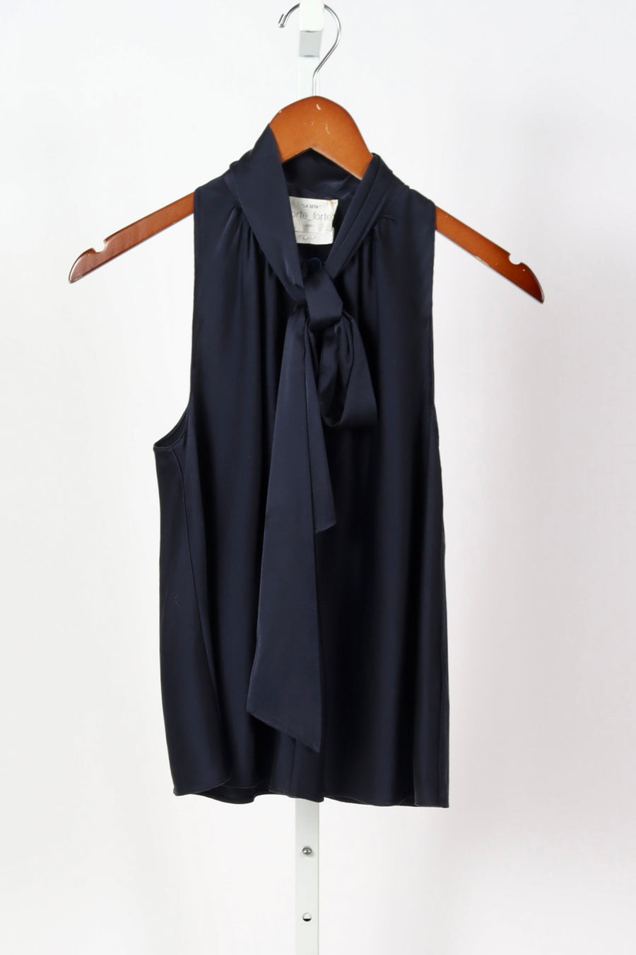 14078_My Top - Heavy Stretch Silk Satin Bow-Tie Top - Notte