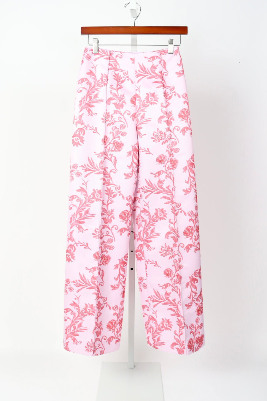 Daffy Trousers - Pink Floral Damask Taffeta Faille