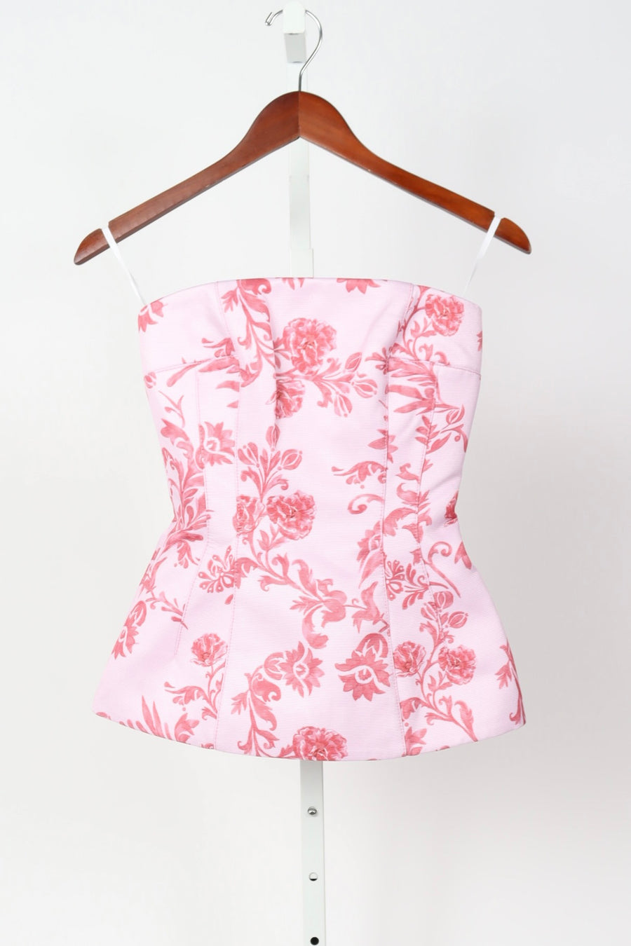 Kerina Bustier - Pink Floral Damask Taffeta Faille