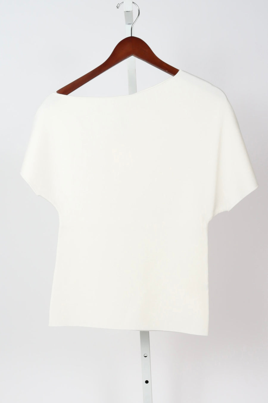Asymmetrical Punto Milano Knitted Top - Off-White