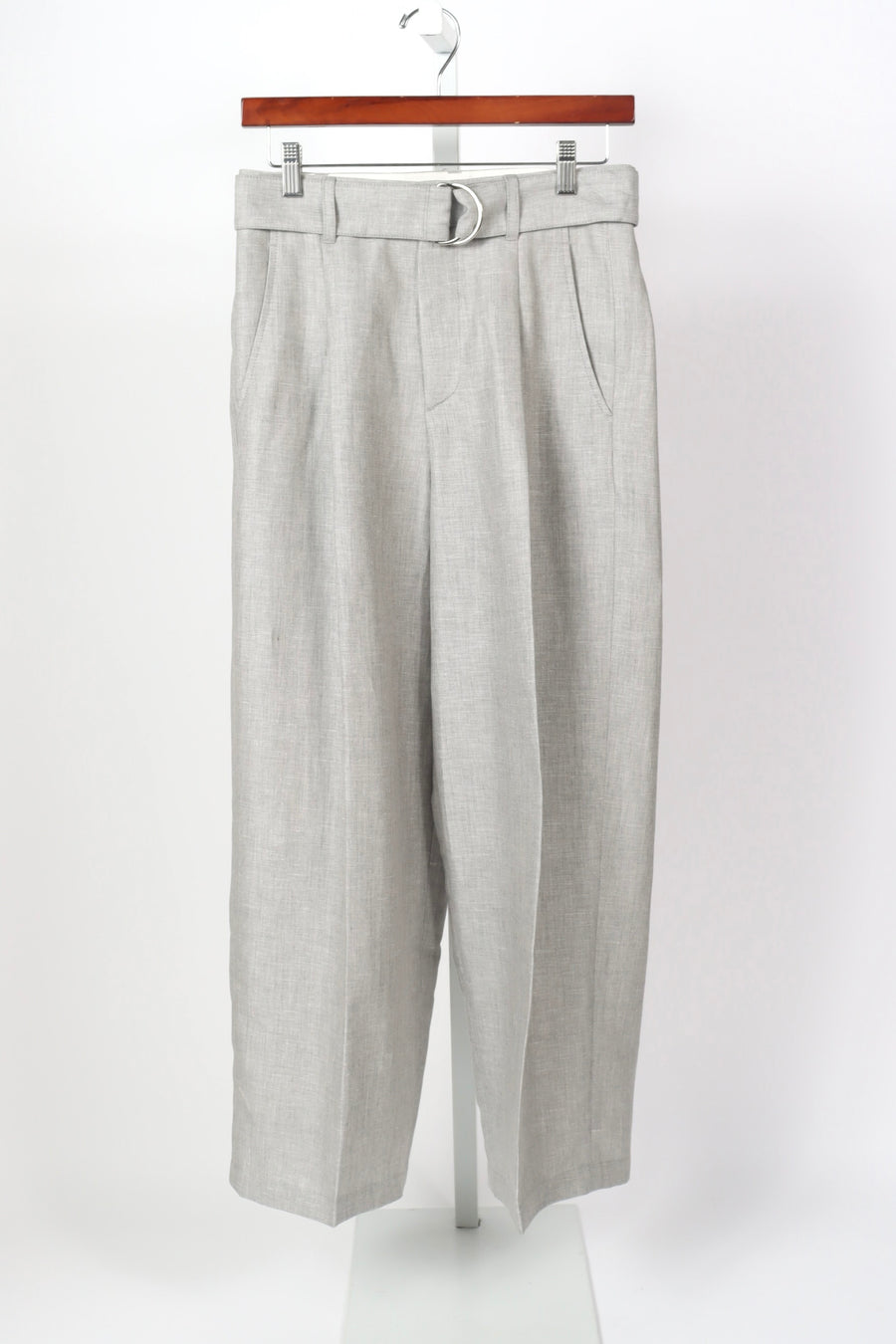 Belted Wide Leg Crop - Grey Chambray