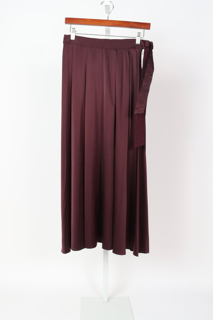 14373_My Skirt - Stretch Silk Satin Midi Skirt - Chocolat Noir