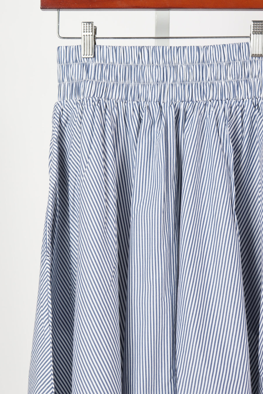 The Kyria Circle Skirt in Cotton Poplin - Navy Stripe