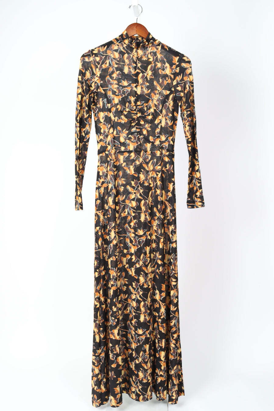 Koa Jersey Ruched Front Turtleneck Dress - Solaris