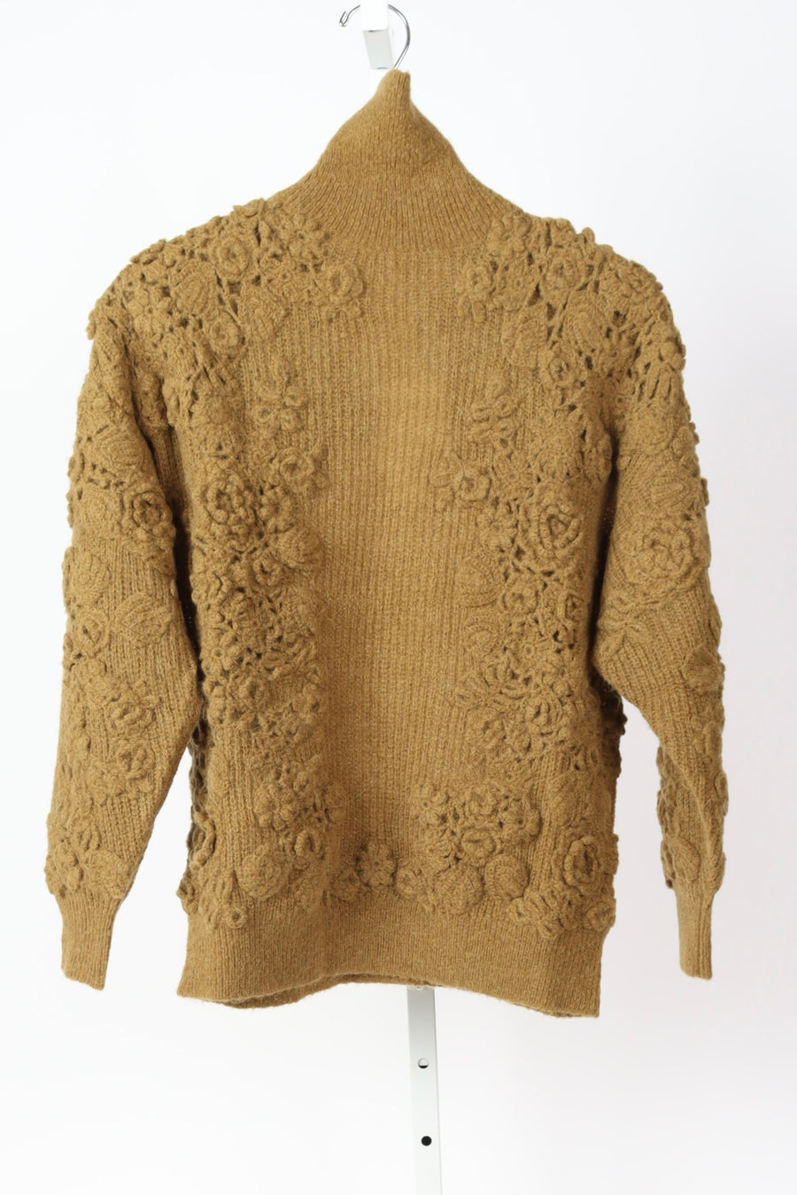 Lelou Crochet Knit Turtleneck - Pine