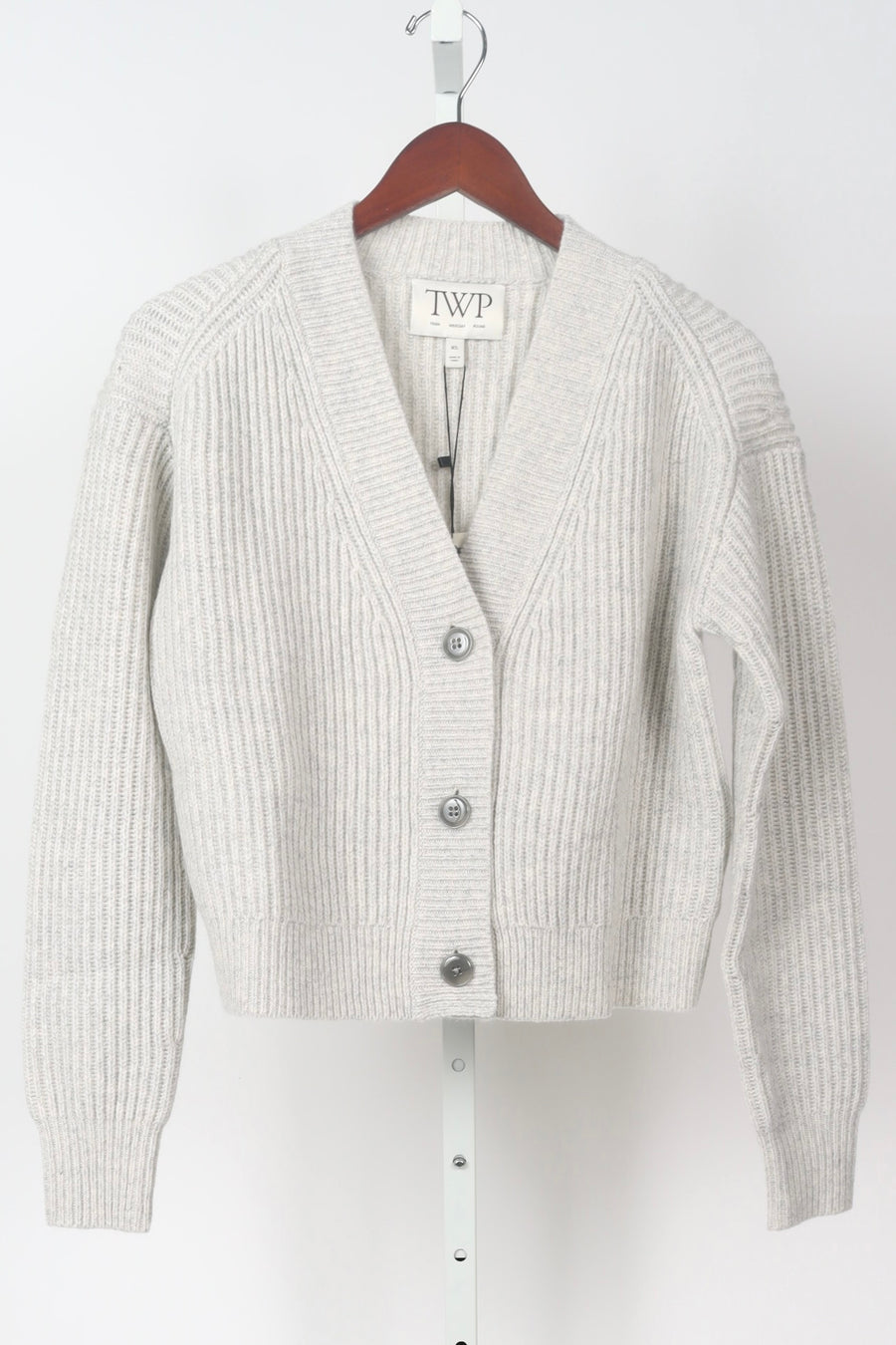 Cropped Cardi in Cashmere - Light Heather Grey