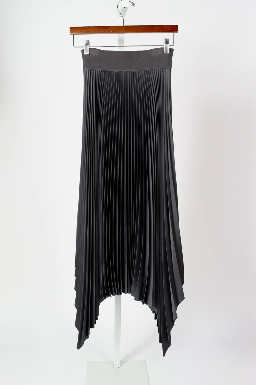 Ade Knit Weave Plissé Skirt - Smoke