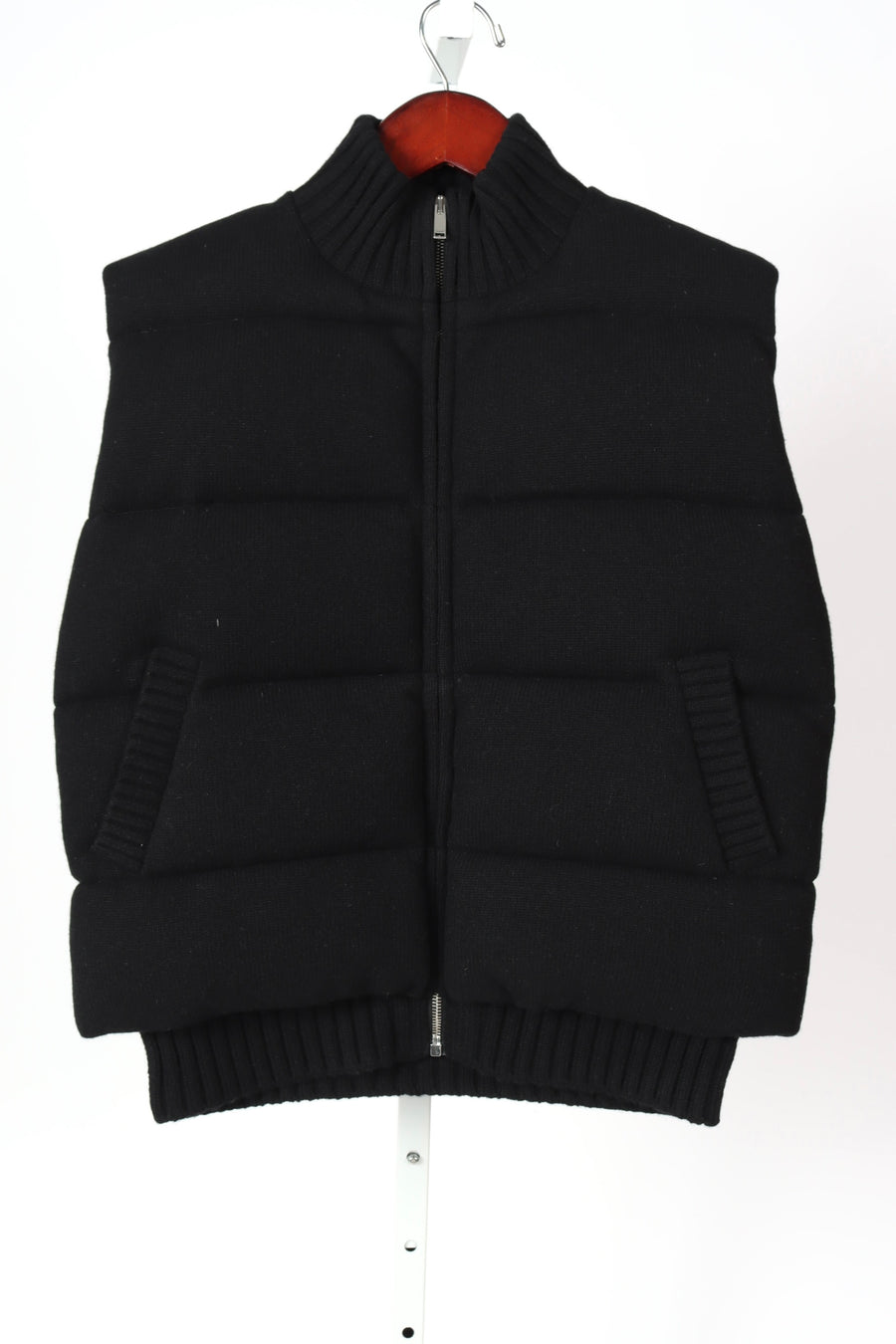 Knitted Down Short Vest - Black