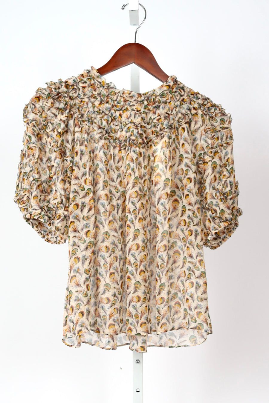 Isolda Silk Smocked Blouse - Swan