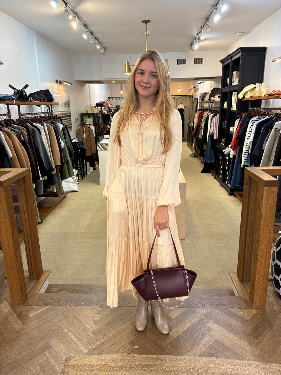 Riley Long Sleeve Midi Dress - Pearlescent