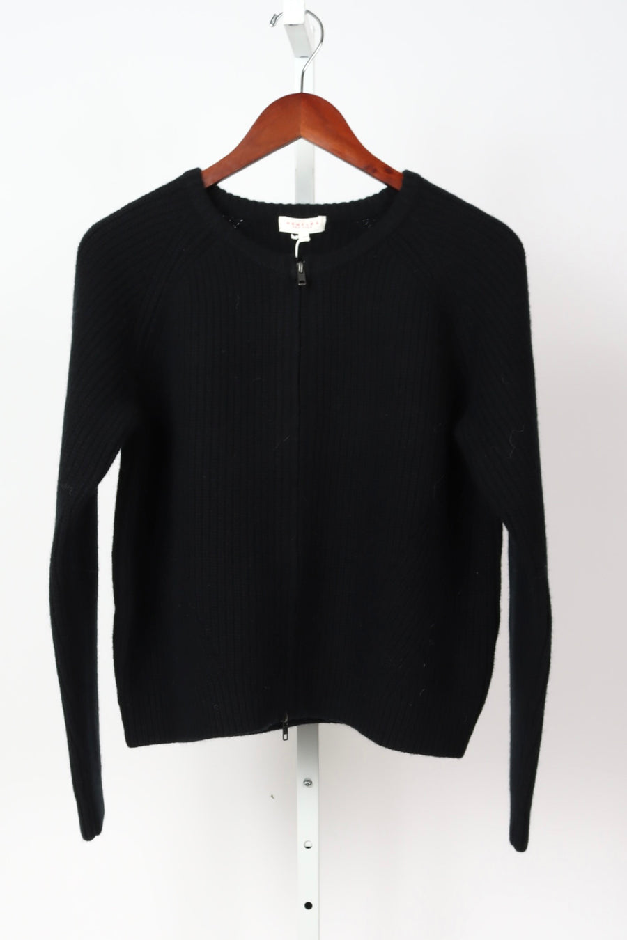 Erica Lambswool Zip Up Cardigan - Black