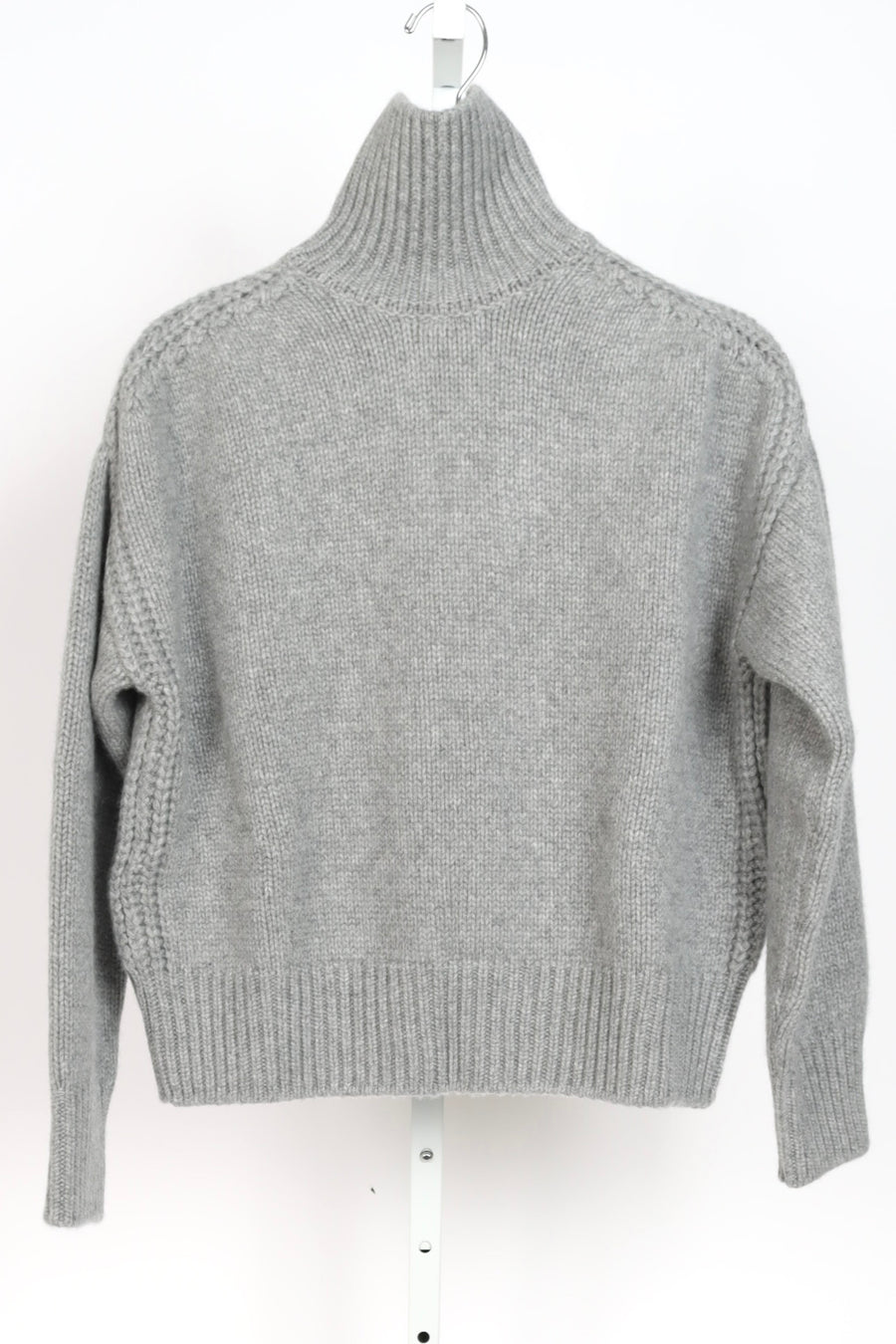 Gaia Cashmere Sweater with Back Slit - Medium Grey
