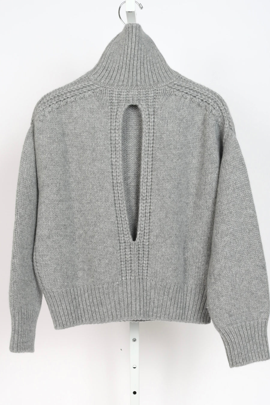 Gaia Cashmere Sweater with Back Slit - Medium Grey
