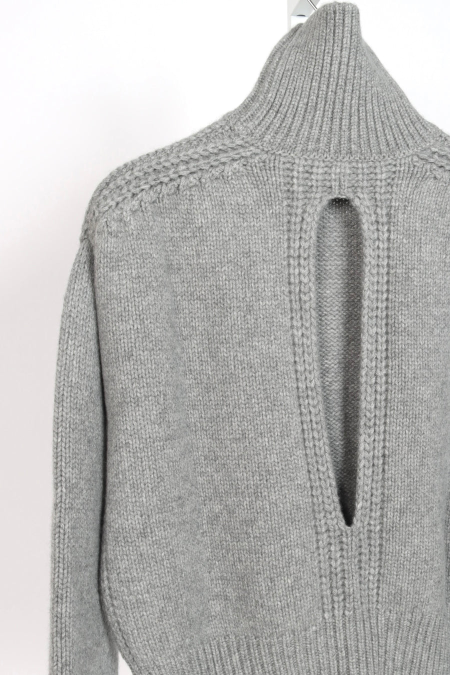Gaia Cashmere Sweater with Back Slit - Medium Grey