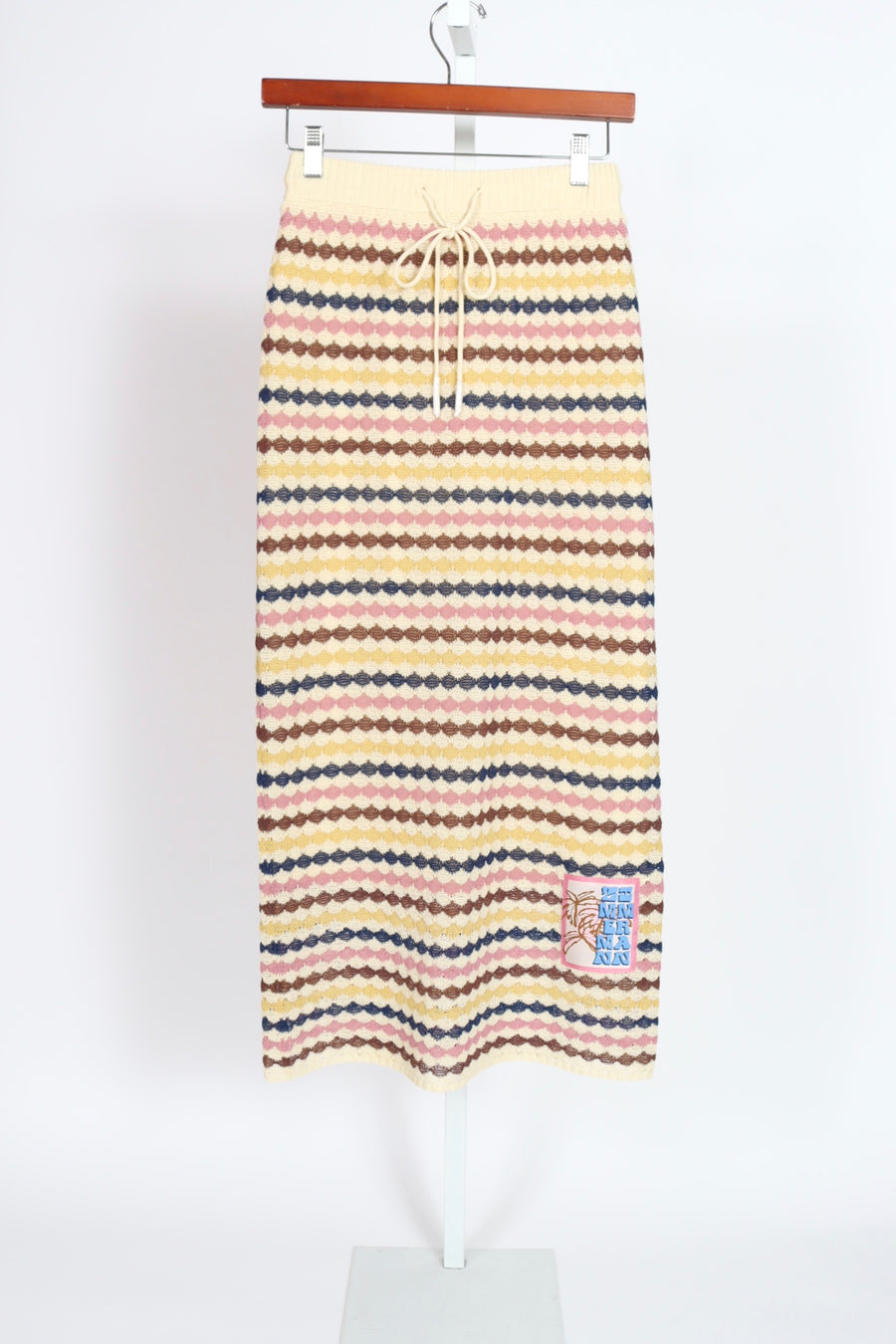 Awaken Scallop Knit Midi Skirt - Multi Stripe
