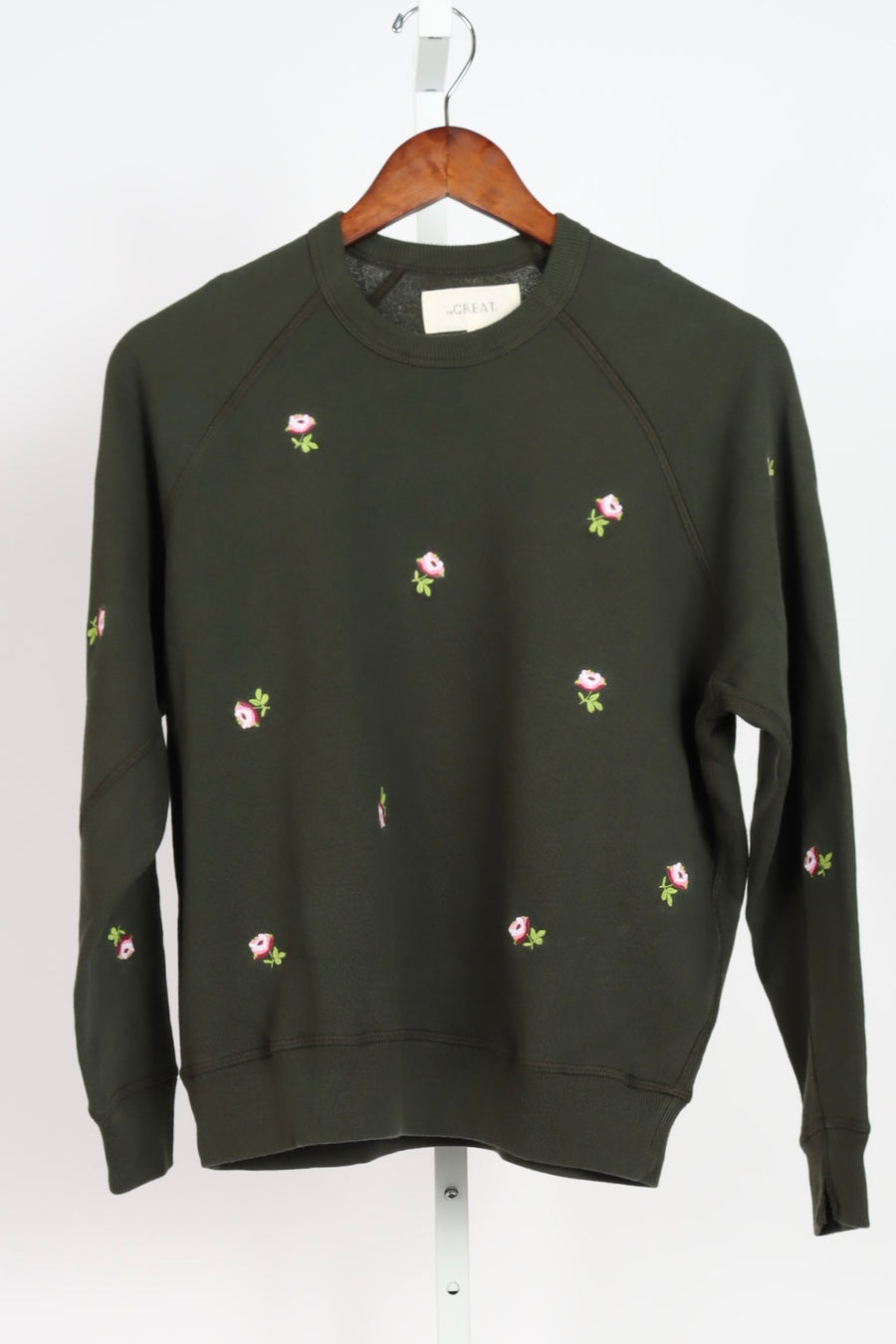 The College Sweatshirt - Woodland Green w/ Roses