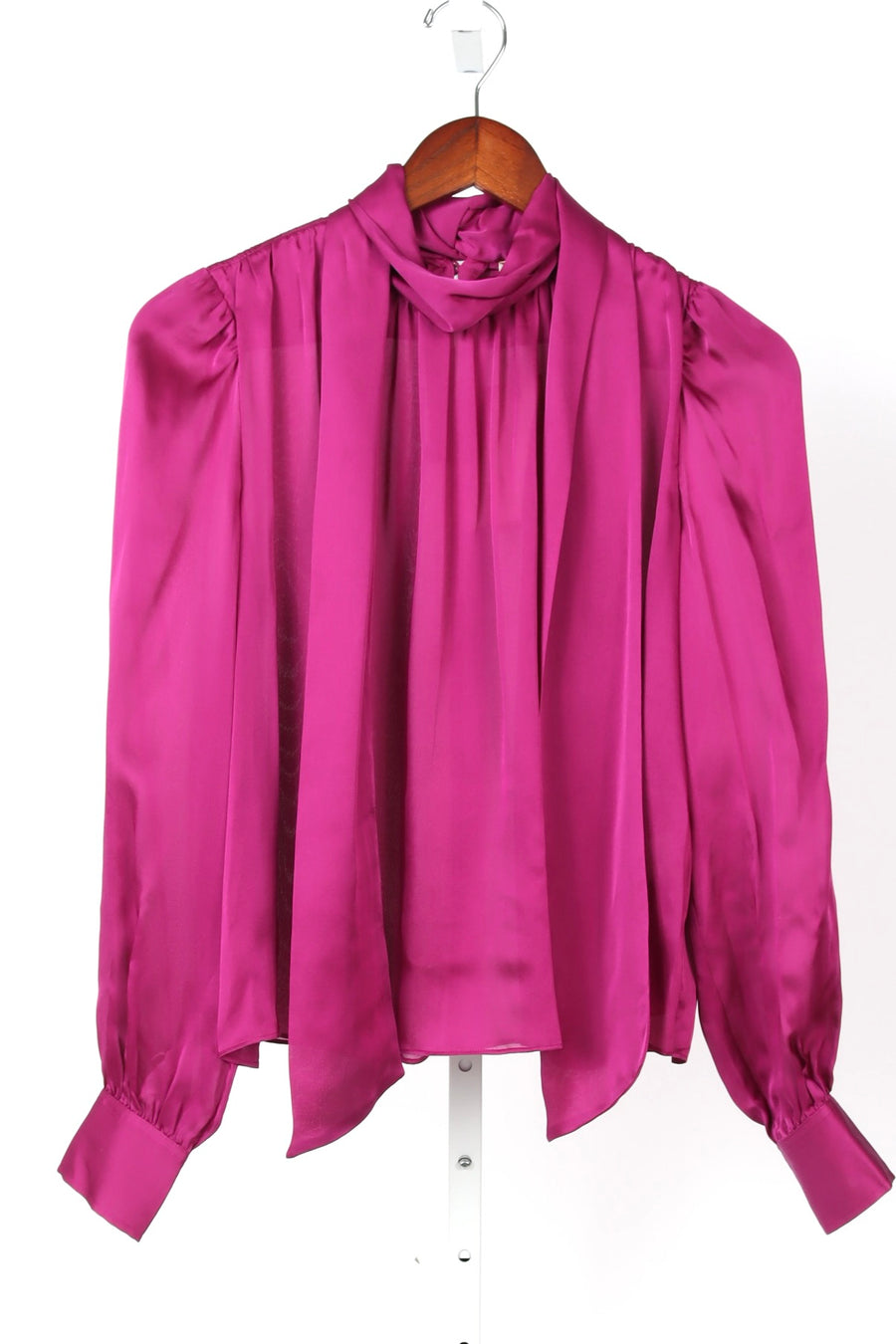 Ornament Tie Neck Blouse - Mulberry
